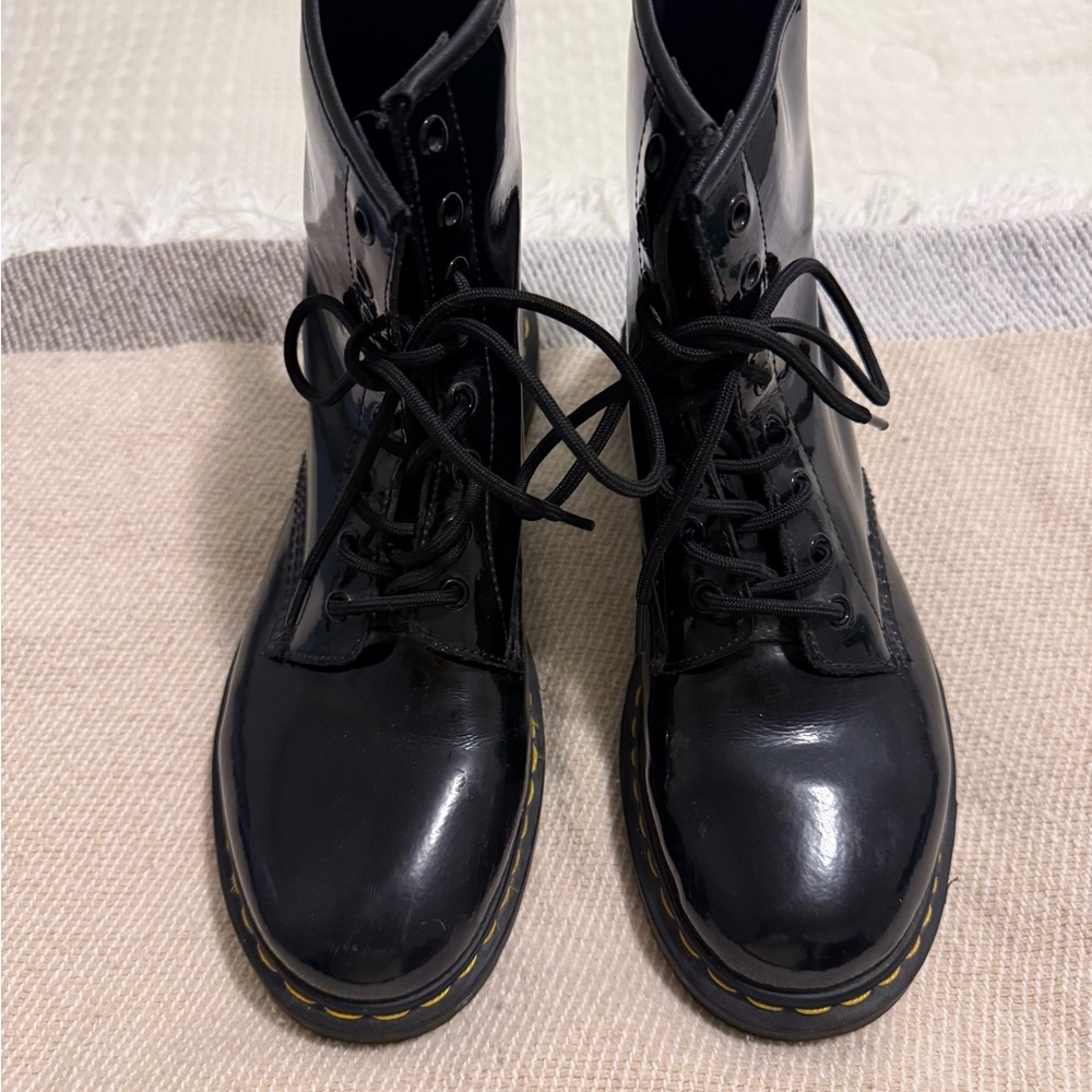 Dr. Martens Black Boots with Yellow Stitching